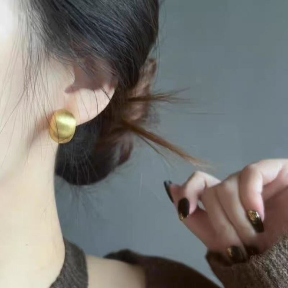 Vintage Matte Gold Ball Stud Earrings